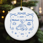 First Christmas Married - Personalized Custom Ceramic Ornament