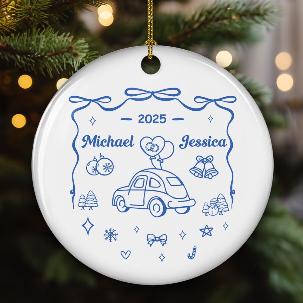 First Christmas Married - Personalized Custom Ceramic Ornament