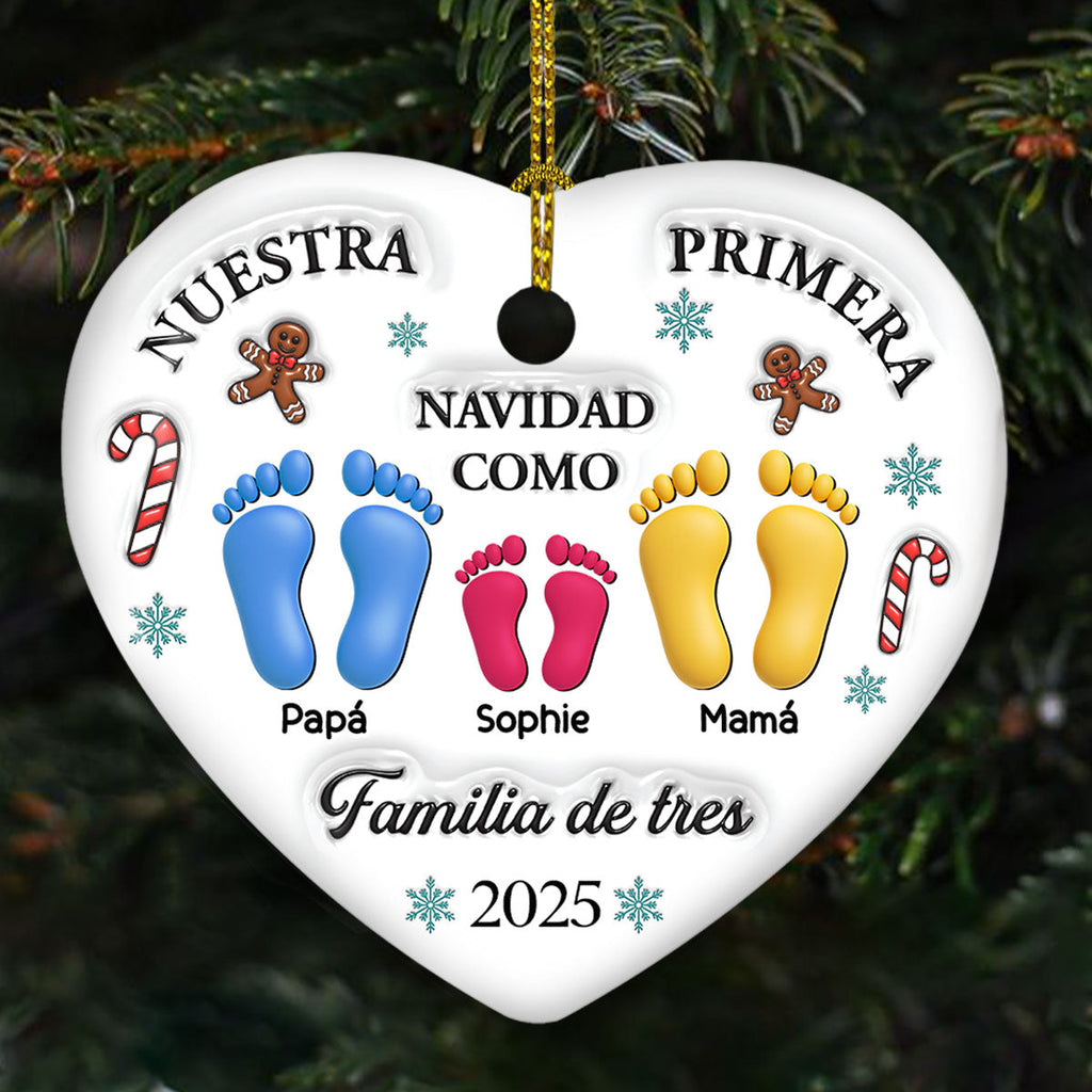 Nuestra Primera Navidad – Adorno de Cerámica Personalizado con Efecto 3D