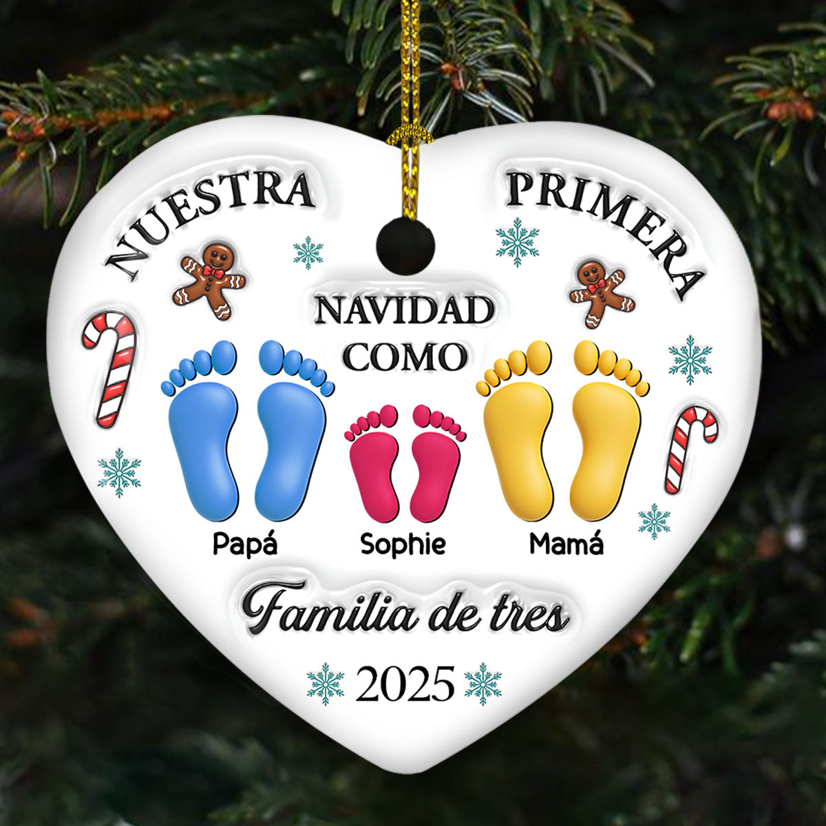 Nuestra Primera Navidad – Adorno de Cerámica Personalizado con Efecto 3D