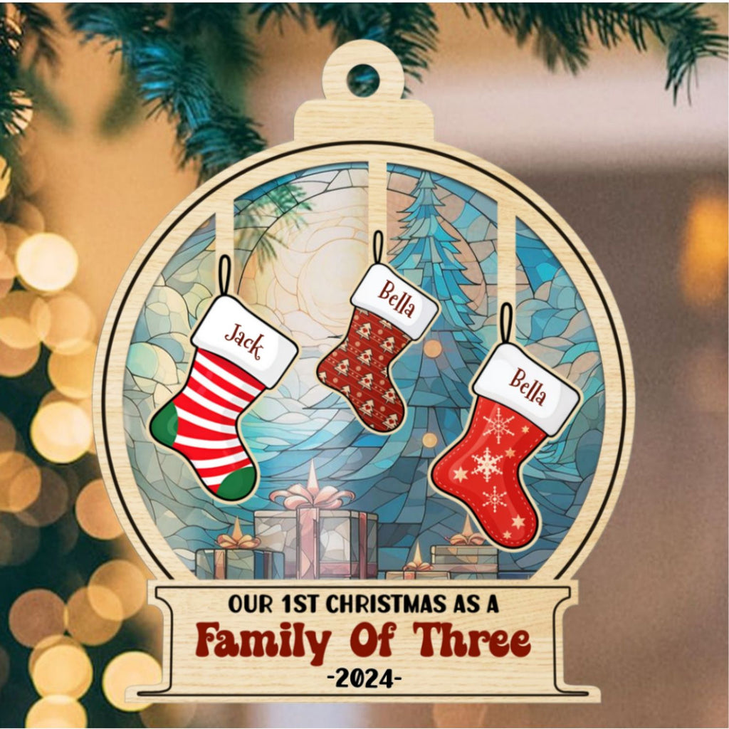 Family 1st Christmas - Personalized Custom Suncatcher Ornament