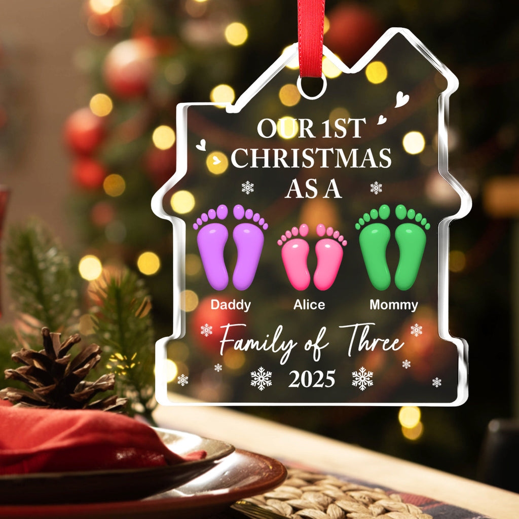 Our First Holiday Season As One - Personalized Custom House Shaped Glass Ornament