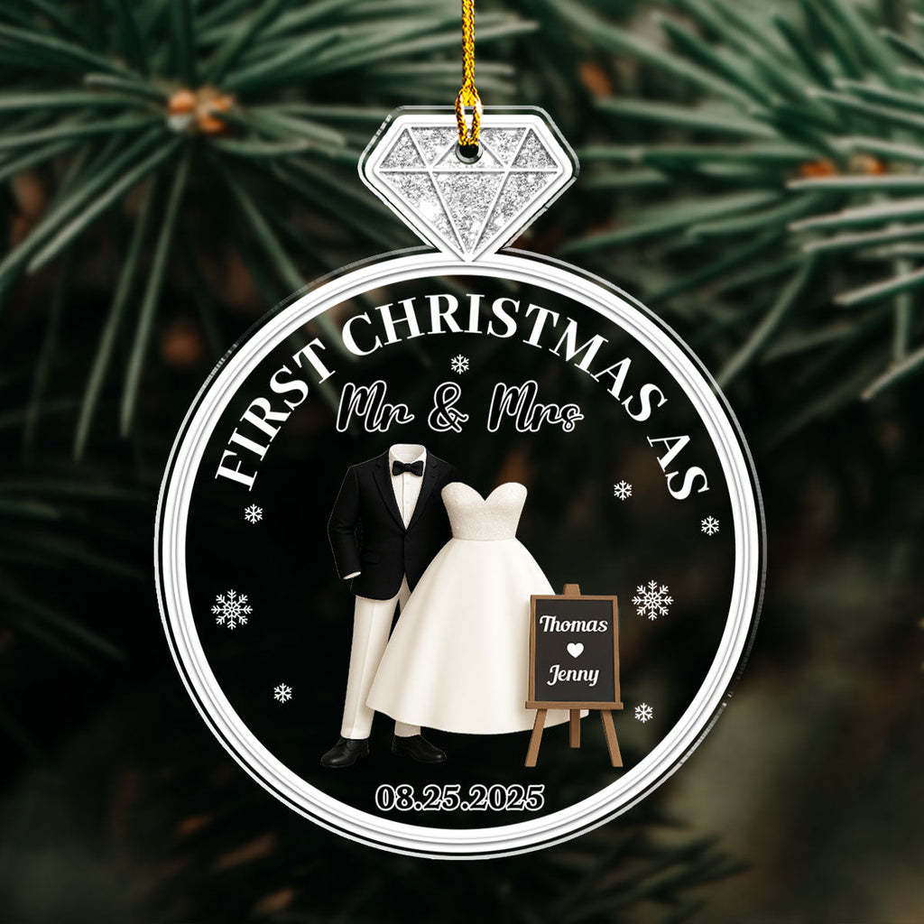 First Christmas Married - Personalized Custom Acrylic Ornament