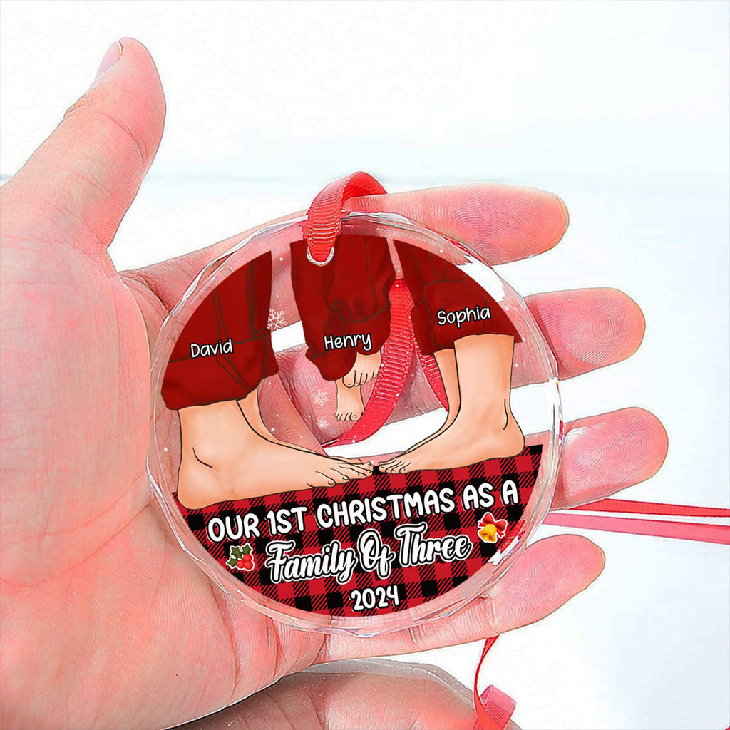 Our First Christmas As A Family - Personalized Custom Glass Ornament