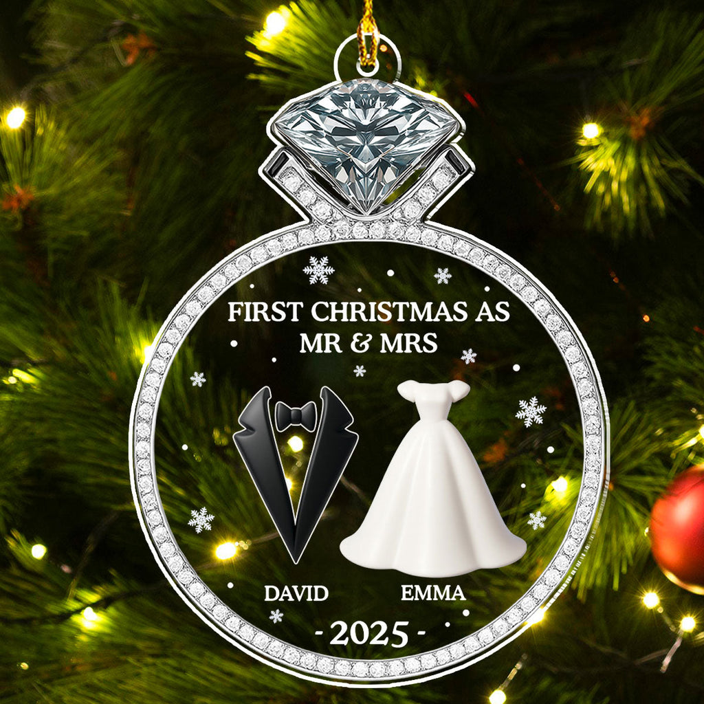 First Christmas As Mr And Mrs 2025 - Personalized Custom Acrylic Ornament