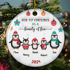 Penguin Family - Personalized Custom 3D Inflated Effect Ceramic Ornament