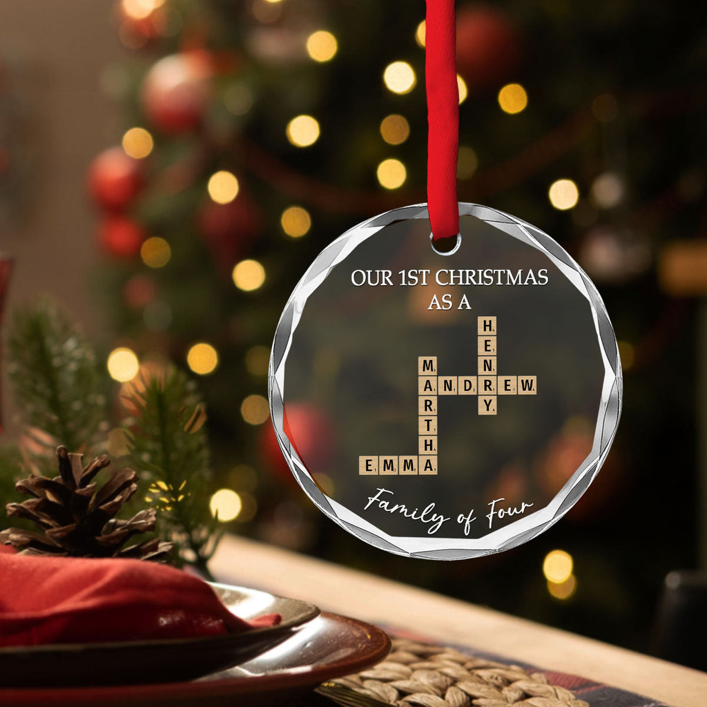 Crossword Art Created In A Moment - Personalized Custom Glass Ornament