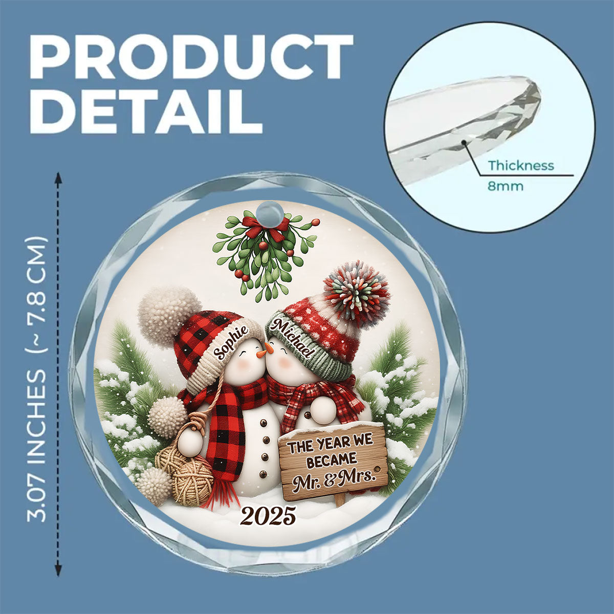 Merry And Bright Together - Personalized Custom Glass Ornament