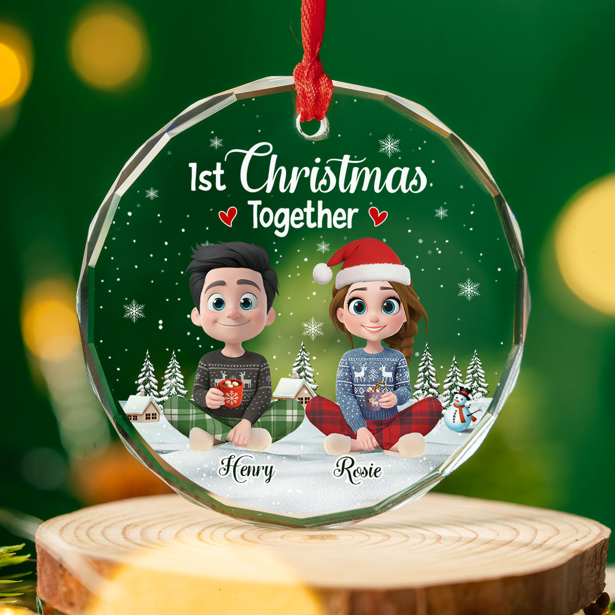 First Year Together - Personalized Custom Glass Ornament