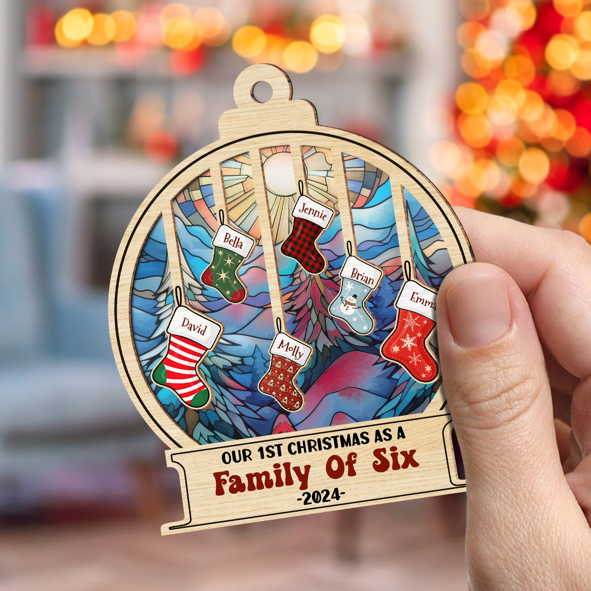 Family 1st Christmas - Personalized Custom Suncatcher Ornament