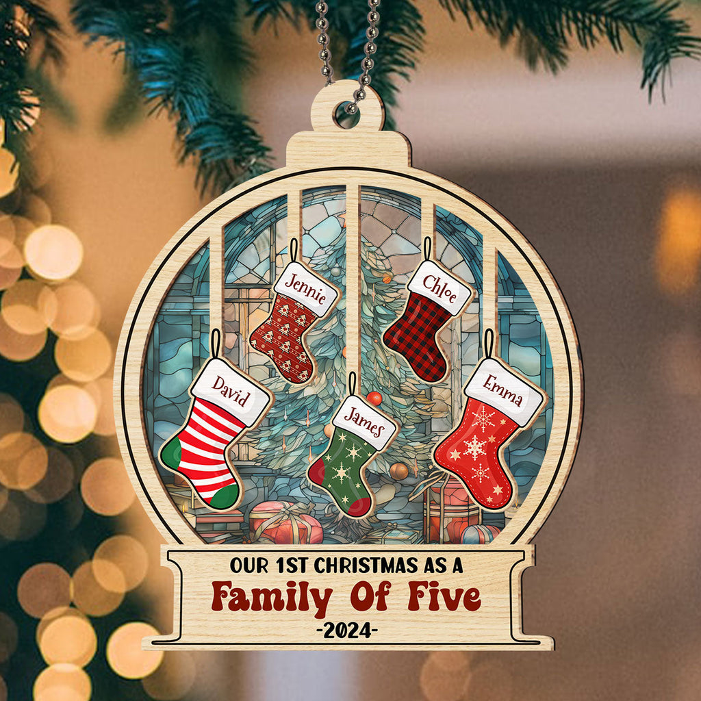 Family 1st Christmas - Personalized Custom Suncatcher Ornament