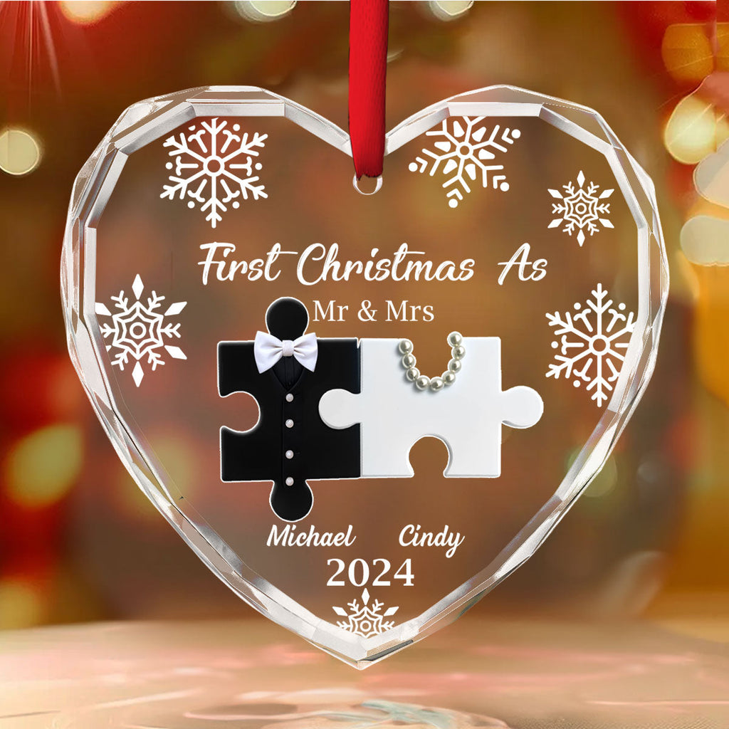 First Christmas As Married - Personalized Custom Glass Ornament