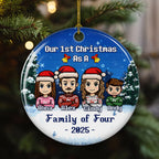 Warm Winter Family - Personalized Custom Ceramic Ornament