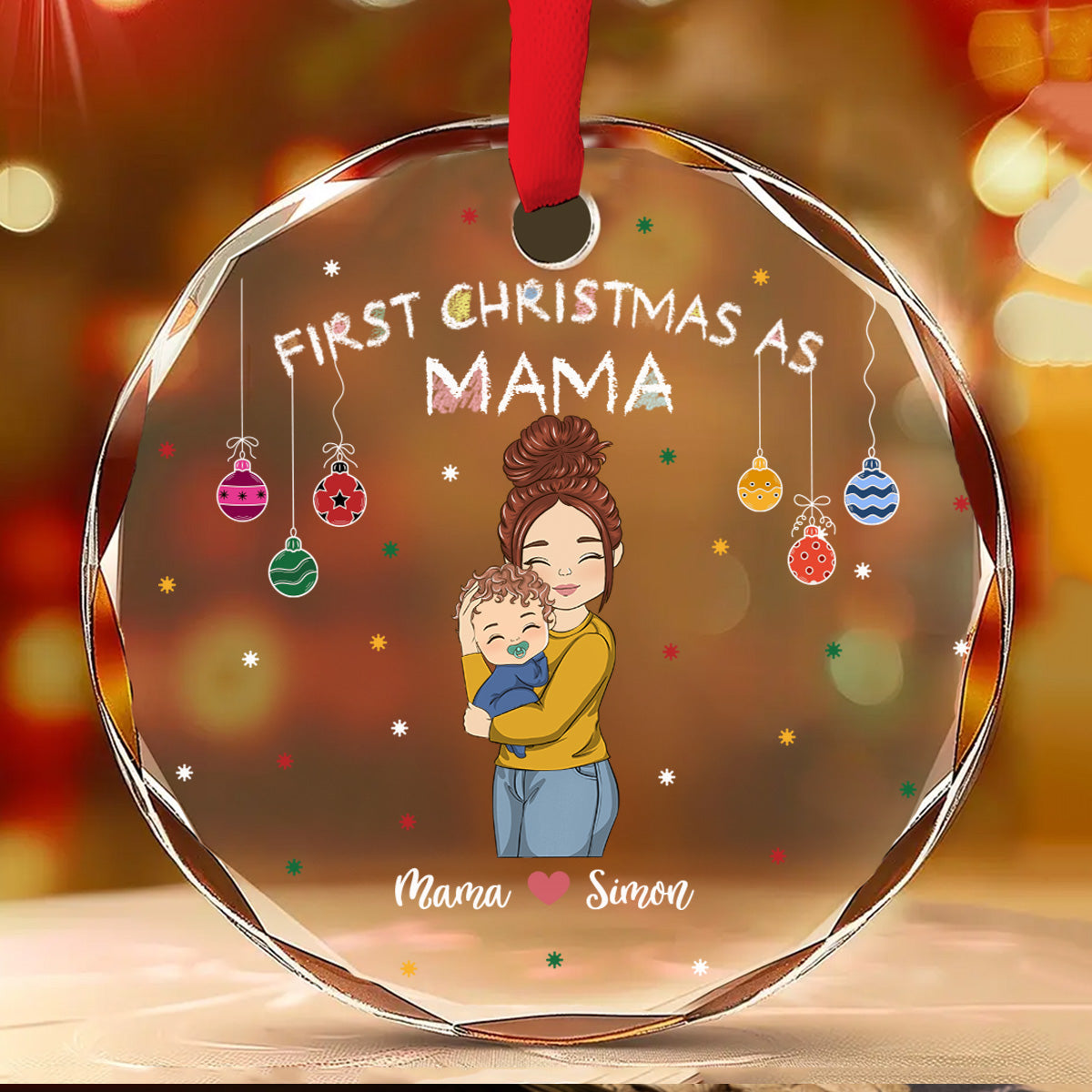First Year As Mommy - Personalized Custom Glass Ornament