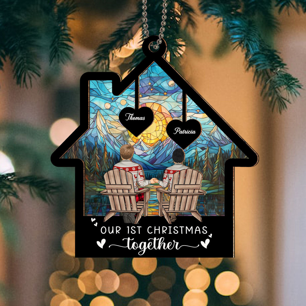 Our 1st Christmas Together - Personalized Custom Suncatcher Ornament