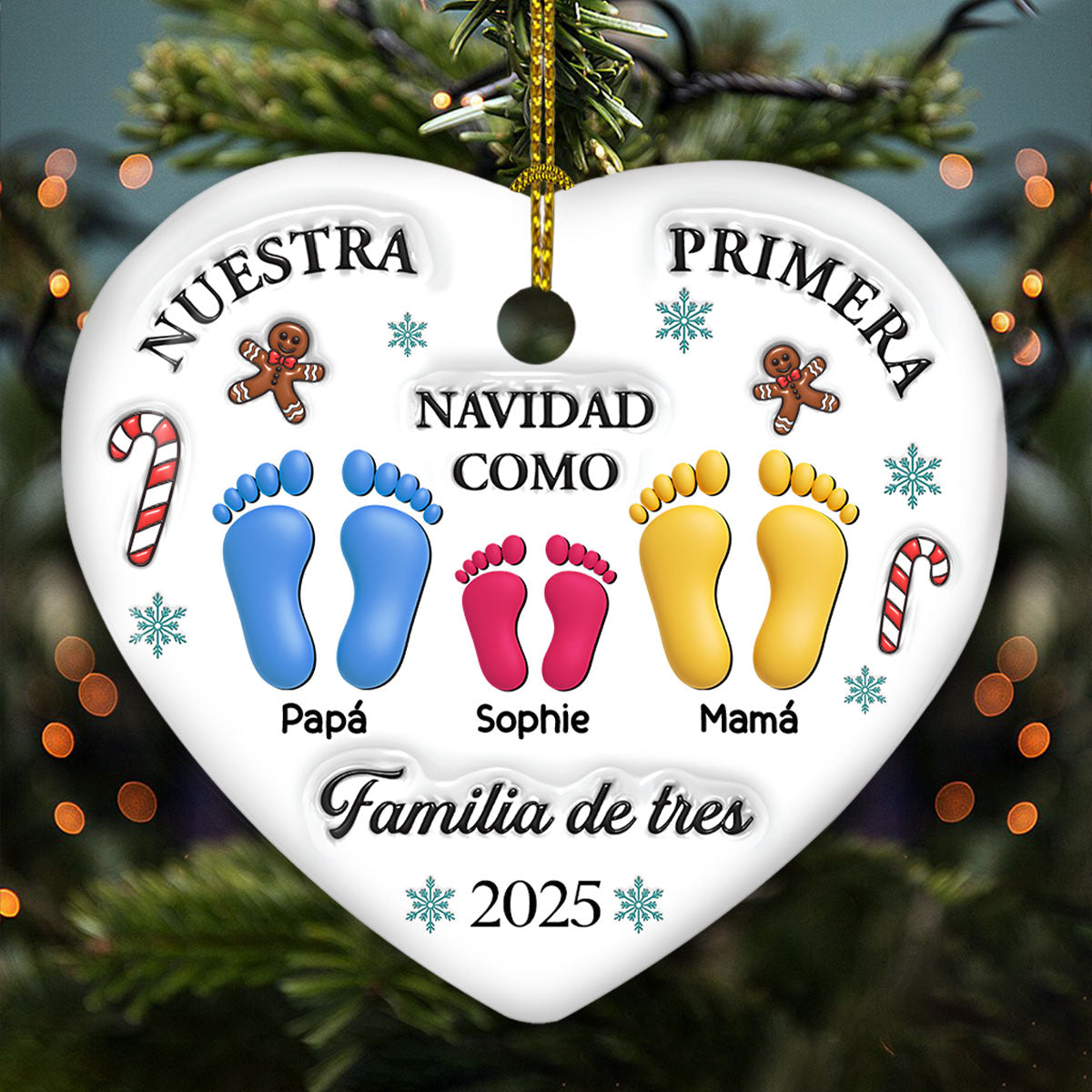 Nuestra Primera Navidad – Adorno de Cerámica Personalizado con Efecto 3D