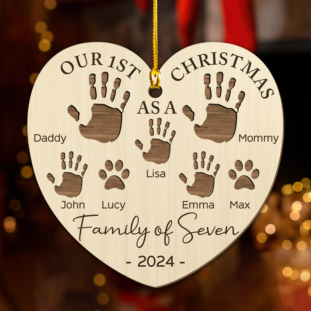 Happy 1st Christmas As A Family - Personalized Custom Wood Ornament