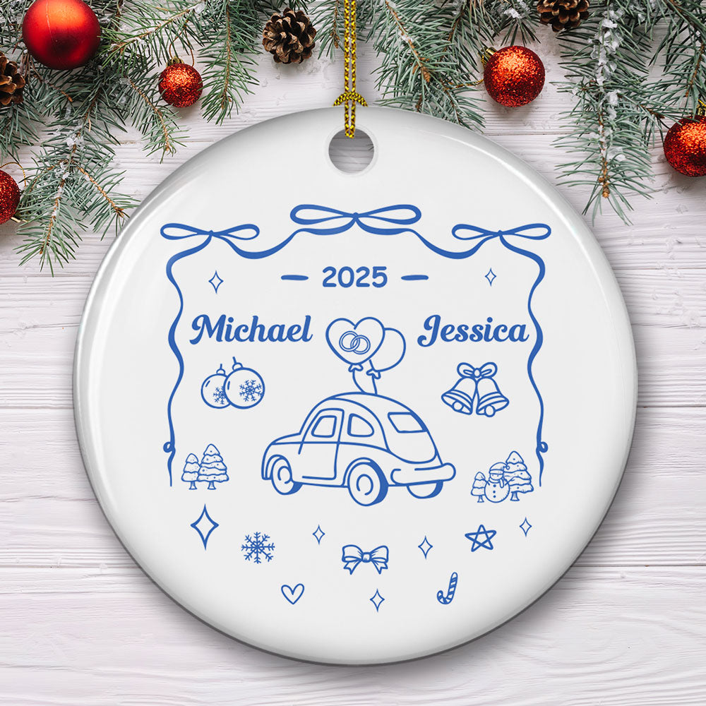 First Christmas Married - Personalized Custom Ceramic Ornament