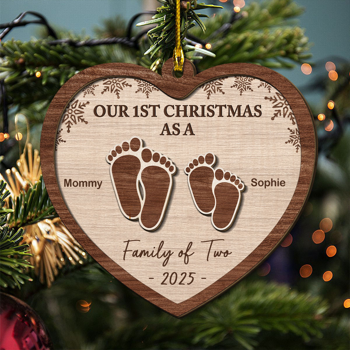 Our 1st Christmas - Personalized Custom Freeshape 2-Layered Wood Ornament
