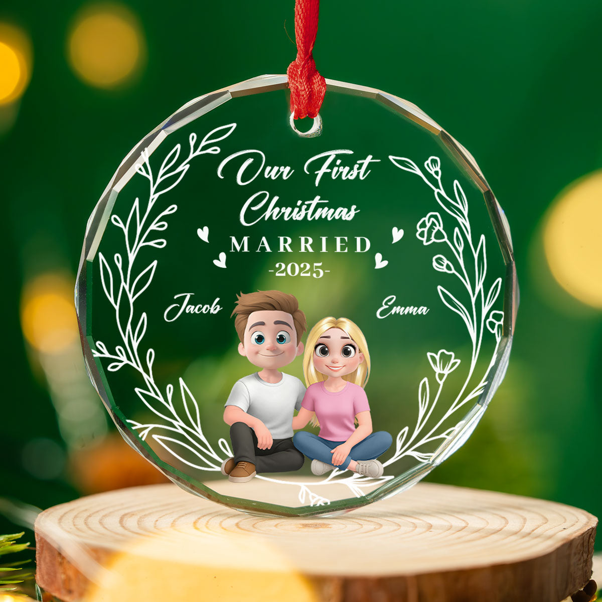Our First Year As One - Personalized Custom Glass Ornament