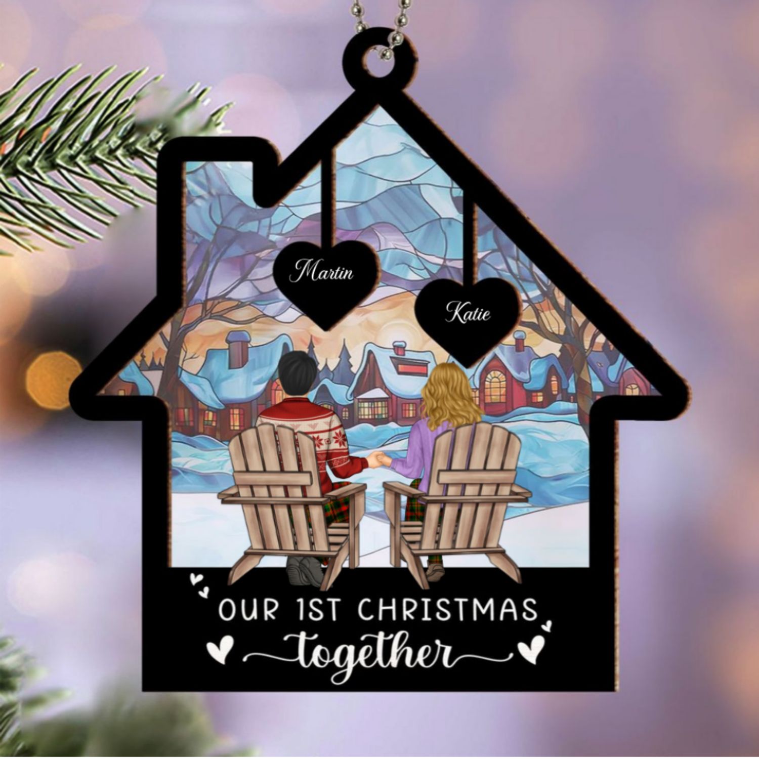 Our 1st Christmas Together - Personalized Custom Suncatcher Ornament