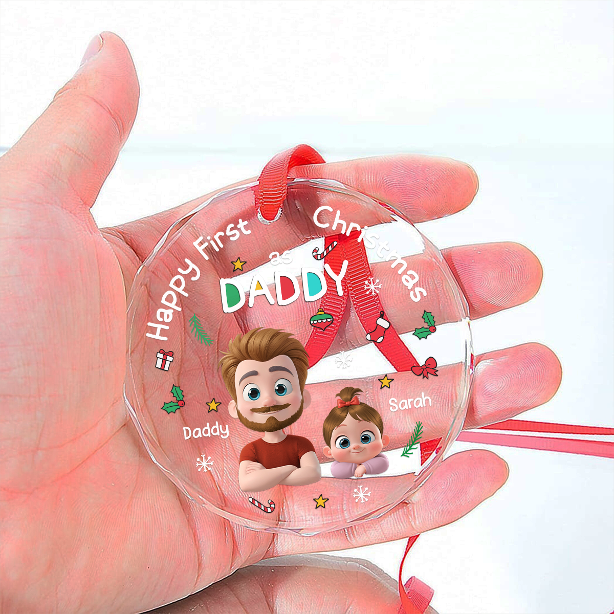 First Christmas With Baby - Personalized Custom Glass Ornament