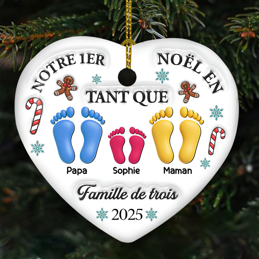 Ornement En Céramique Personnalisé À Effet 3D - Notre Premier Noël