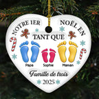 Ornement En Céramique Personnalisé À Effet 3D - Notre Premier Noël