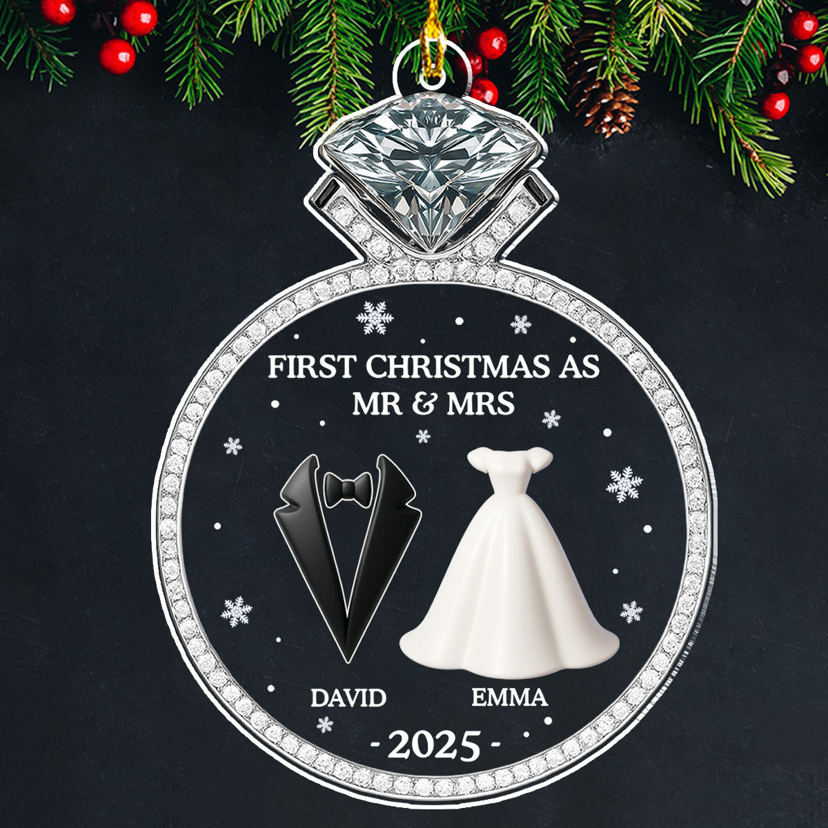 First Christmas As Mr And Mrs 2025 - Personalized Custom Acrylic Ornament