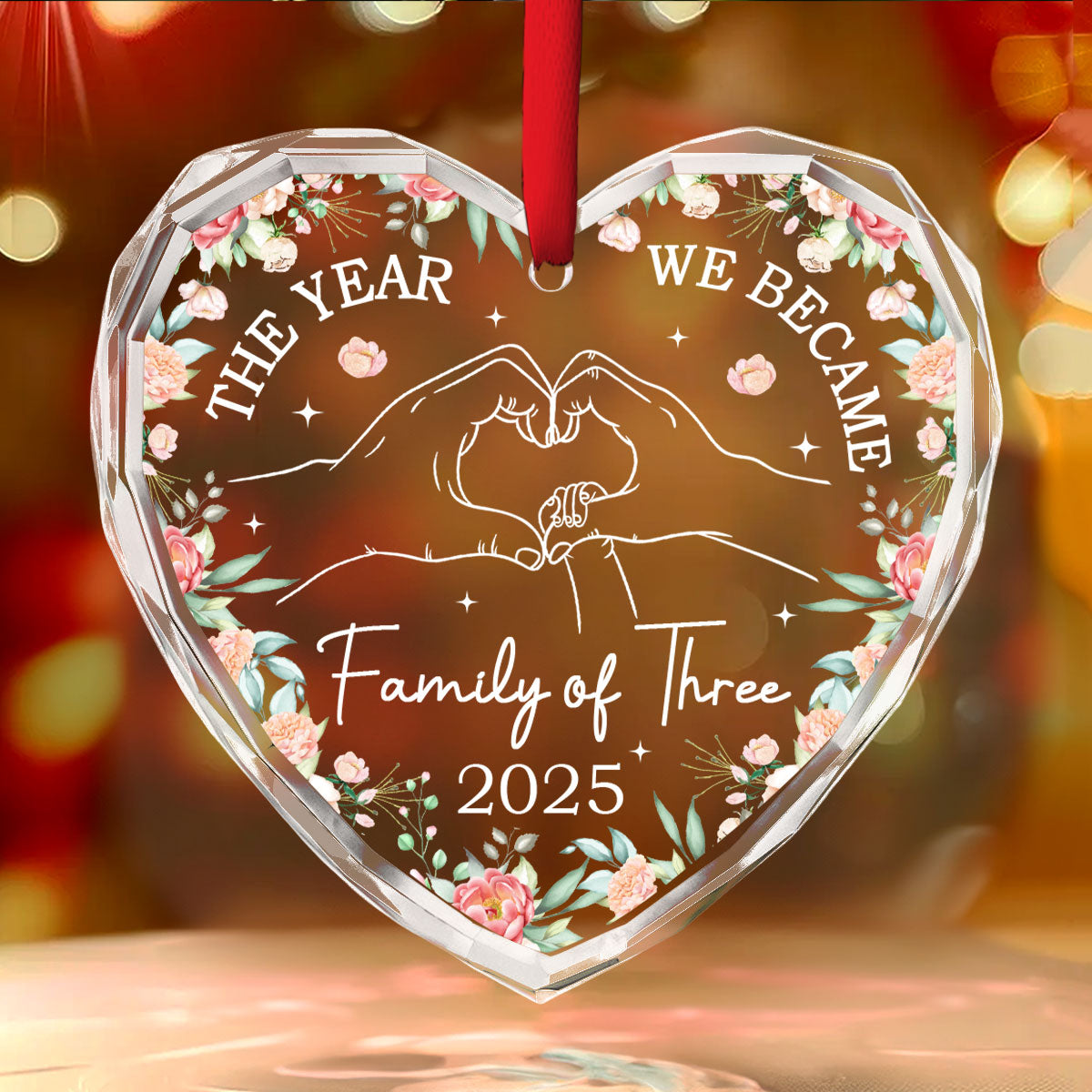 Family Love Grows Each Year - Personalized Custom Glass Ornament